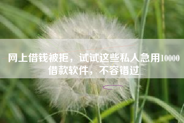 网上借钱被拒，试试这些私人急用10000借款软件，不容错过