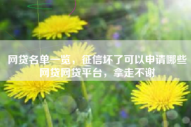 网贷名单一览，征信坏了可以申请哪些网贷网贷平台，拿走不谢