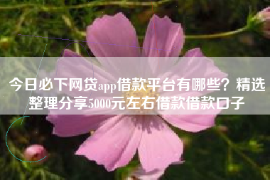 今日必下网贷app借款平台有哪些？精选整理分享5000元左右借款借款口子