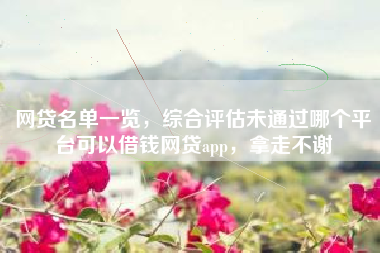 网贷名单一览，综合评估未通过哪个平台可以借钱网贷app，拿走不谢