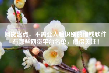 网贷盘点，不需要人脸识别的借钱软件有哪些网贷平台名单，值得关注！