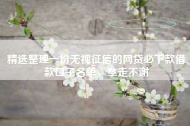 精选整理一份无视征信的网贷必下款借款口子名单，拿走不谢