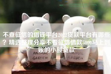 不查征信的借钱平台2022贷款平台有哪些？精选整理分享不看征信借款5000马上到账的小额贷款