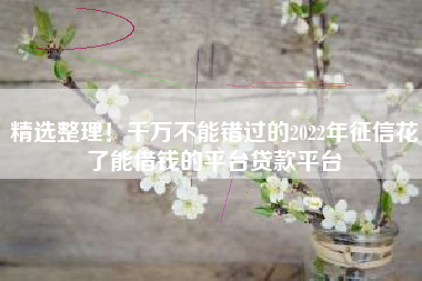 精选整理！千万不能错过的2022年征信花了能借钱的平台贷款平台