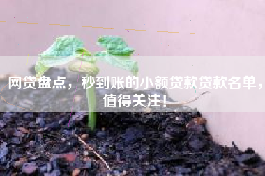 网贷盘点，秒到账的小额贷款贷款名单，值得关注！