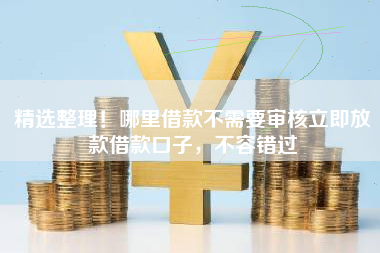 精选整理！哪里借款不需要审核立即放款借款口子，不容错过