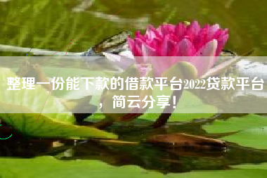 整理一份能下款的借款平台2022贷款平台，简云分享！