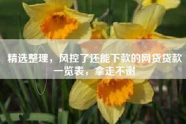 精选整理，风控了还能下款的网贷贷款一览表，拿走不谢