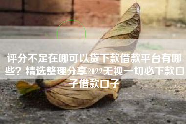 评分不足在哪可以贷下款借款平台有哪些？精选整理分享2022无视一切必下款口子借款口子