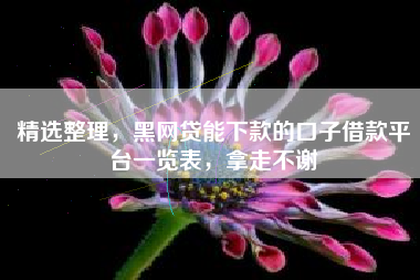 精选整理，黑网贷能下款的口子借款平台一览表，拿走不谢