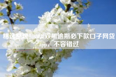 精选整理！2022双黑逾期必下款口子网贷app，不容错过