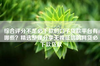 综合评分不足必下款的口子贷款平台有哪些？精选整理分享无视征信的网贷必下款贷款