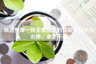 精选整理一份无需征信的贷款贷款平台名单，拿走不谢