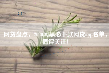 网贷盘点，2020网黑必下款网贷app名单，值得关注！