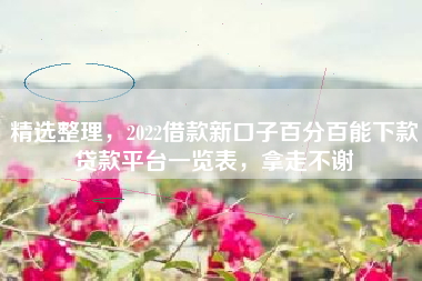 精选整理，2022借款新口子百分百能下款贷款平台一览表，拿走不谢