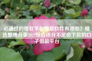 必通过的借款平台借款软件有哪些？精选整理分享2022综合评分不足必下款的口子借款平台