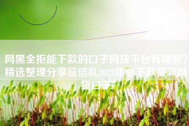 网黑全拒能下款的口子网贷平台有哪些？精选整理分享征信乱2022年必下款贷款网贷口子