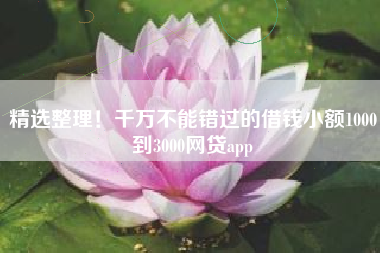 精选整理！千万不能错过的借钱小额1000到3000网贷app