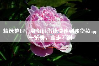 精选整理，身份证借钱快速到账贷款app一览表，拿走不谢