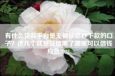 有什么贷款平台是无视征信秒下款的口子？这几个就是征信黑了哪里可以借钱应急2022