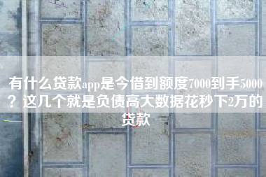 有什么贷款app是今借到额度7000到手5000？这几个就是负债高大数据花秒下2万的贷款