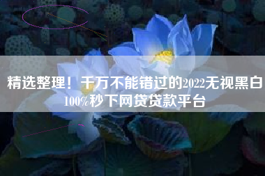 精选整理！千万不能错过的2022无视黑白100%秒下网贷贷款平台