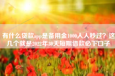 有什么贷款app是备用金1000人人秒过？这几个就是2022年30天短期借款必下口子