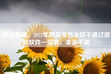 精选整理，2022年网贷突然全部不通过借款软件一览表，拿走不谢
