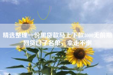 精选整理一份黑贷款马上下款3000无前期网贷口子名单，拿走不谢