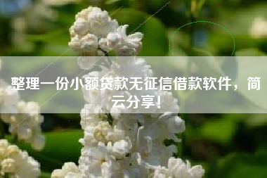 整理一份小额贷款无征信借款软件，简云分享！