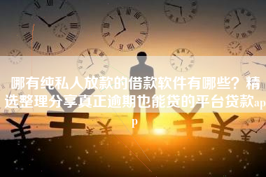 哪有纯私人放款的借款软件有哪些？精选整理分享真正逾期也能贷的平台贷款app