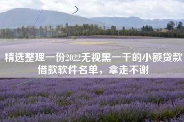 精选整理一份2022无视黑一千的小额贷款借款软件名单，拿走不谢