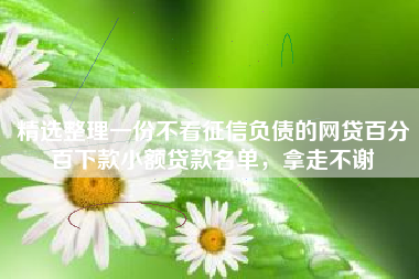 精选整理一份不看征信负债的网贷百分百下款小额贷款名单，拿走不谢