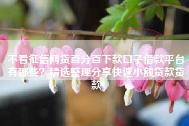 不看征信网贷百分百下款口子借款平台有哪些？精选整理分享快速小额贷款贷款