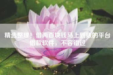 精选整理！借两百块钱马上到账的平台借款软件，不容错过