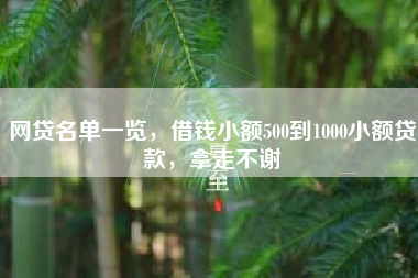 网贷名单一览，借钱小额500到1000小额贷款，拿走不谢