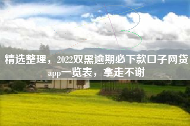 精选整理，2022双黑逾期必下款口子网贷app一览表，拿走不谢