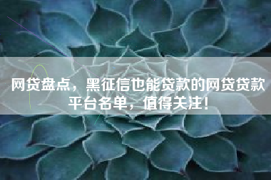 网贷盘点，黑征信也能贷款的网贷贷款平台名单，值得关注！