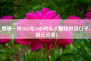 整理一份2022年24小时私人借钱网贷口子，简云分享！