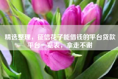 精选整理，征信花了能借钱的平台贷款平台一览表，拿走不谢