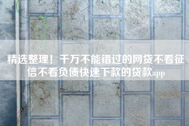精选整理！千万不能错过的网贷不看征信不看负债快速下款的贷款app