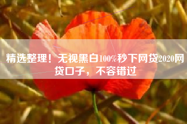 精选整理！无视黑白100%秒下网贷2020网贷口子，不容错过