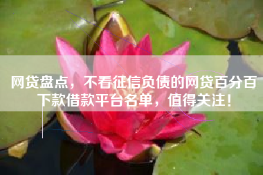 网贷盘点，不看征信负债的网贷百分百下款借款平台名单，值得关注！