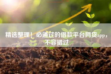 精选整理！必通过的借款平台网贷app，不容错过