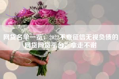 网贷名单一览，2022不查征信无视负债的网贷网贷平台，拿走不谢