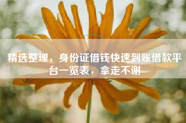 精选整理，身份证借钱快速到账借款平台一览表，拿走不谢