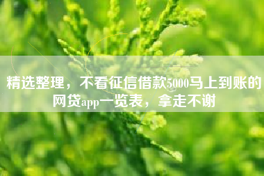 精选整理，不看征信借款5000马上到账的网贷app一览表，拿走不谢
