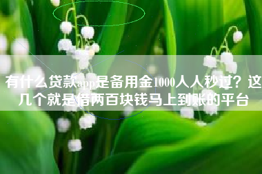 有什么贷款app是备用金1000人人秒过？这几个就是借两百块钱马上到账的平台