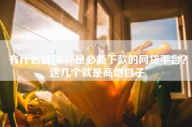 有什么贷款app是必能下款的网贷平台？这几个就是高炮口子