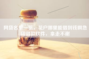 网贷名单一览，花户哪里能借到钱啊急用借款软件，拿走不谢